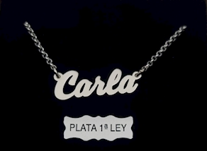 COLLAR CON NOMBRE EN PLATA DE LEY.CARLA