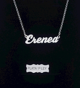 COLLAR CON NOMBRE EN PLATA DE LEY....ERENEA