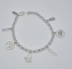 PULSERA DE PLATA NACIMIENTO CON 6 COLGANTES