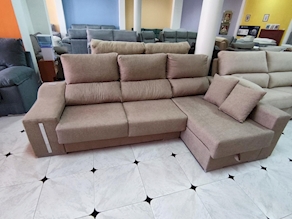 Cheislongue extraible-reclinable-arcón y 2 pouff