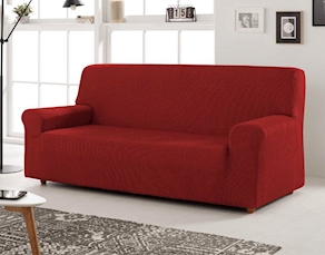 Funda de sofá elastica Begoña c/ rojo de 3 plazas