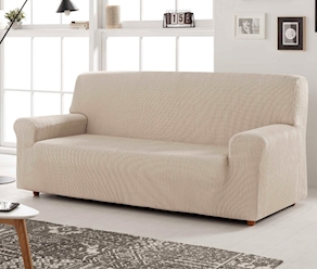 Funda de sofá elastica Begoña c/ marfil de 3 plazas