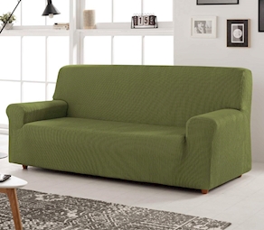 Funda de sofá elastica Begoña c/ verde de 4 plazas