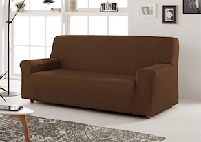 Funda de sofá elastica Begoña c/ marrón de 4 plazas
