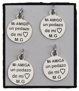 MEDALLA PLATA ...MI AMIGO UN PEDAZO DE MI CORAZON...
