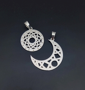 134L...COLGANTES DE LA LUNA Y SOL EN PLATA DE LEY