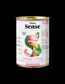 Dibaq Sense Dog  Grain Free CONEJO & PAVO  lata para perros 380GR