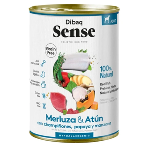 Dibaq Sense Dog  Grain Free Merluza y atun lata para perros 380GR